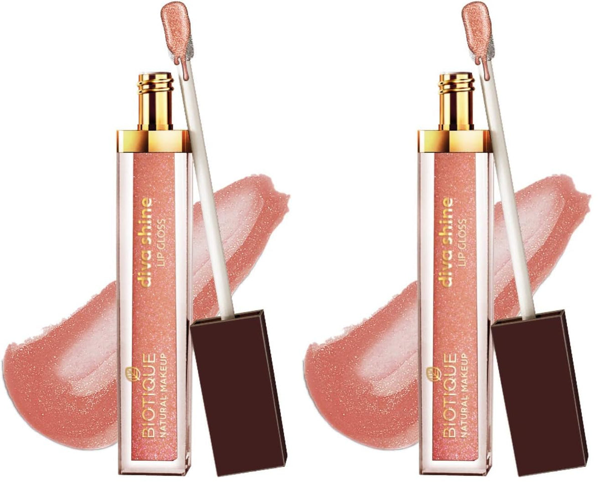 Biotique Natural Makeup Diva Shine Lip Gloss, Summer Cocktail Brown (Pack of 2)