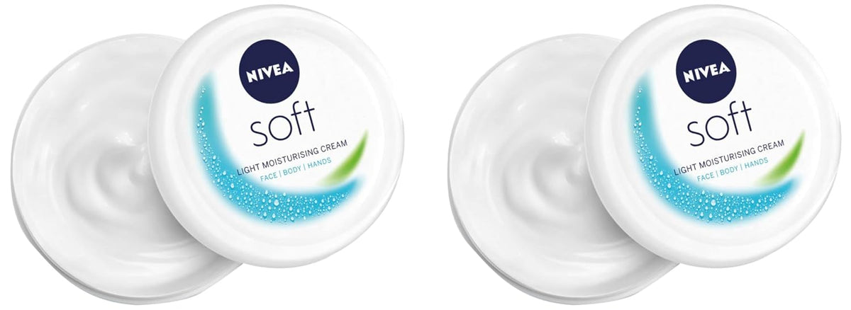 NIVEA Soft Light Moisturizer for Face, Hand & Body, Non-Greasy Cream with Vitamin E & Jojoba Oil for Instant Hydration