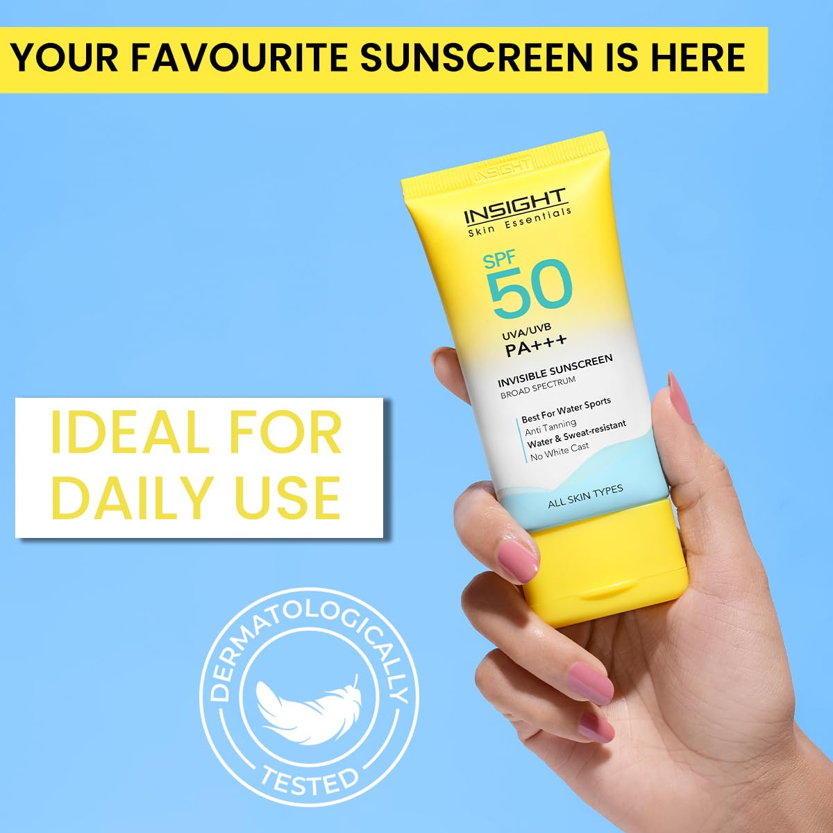 INSIGHT Invisible Gel Sunscreen SPF 50 | PA+++ Broad Spectrum | No White Cast, Oil-Free, Non-Comedogenic, Water & Humidity Resistant | Lightweight & Hydrating Sun Protection for All Skin Types