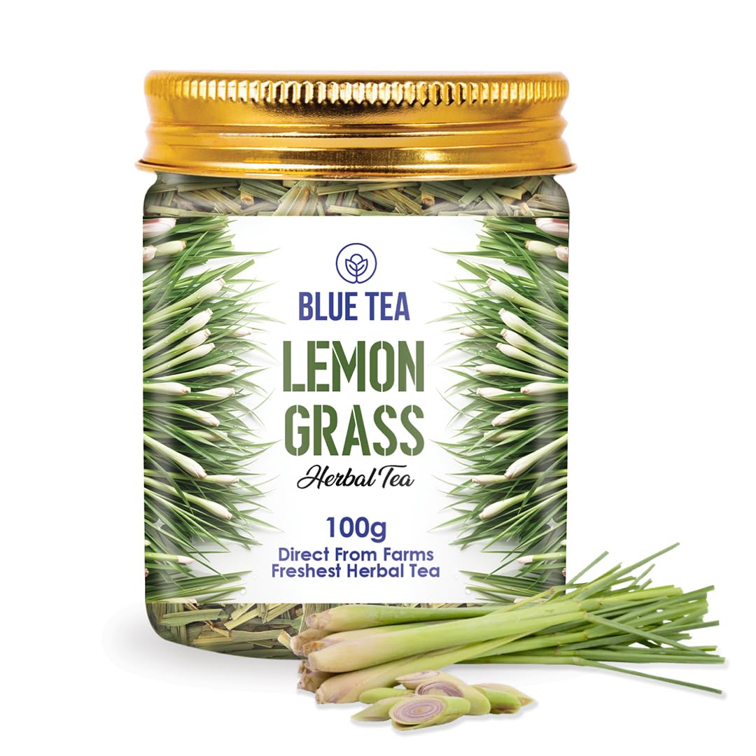 BLUE TEA - Lemongrass Tea - 100g -100 Cups | BOOST METABOLISM | Detox Tea - Flower Based - Herbal Tea - Caffeine Free - Zero Sugar | Pet Jar Packaging