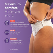 Nua Comfort Disposable Period Panties (M-L) | Pack of 10 Panties | Disposable | 360° Coverage | Zero Irritation | 4x Comfort | For Heavy Flow | No rashes | Leakproof | Seamless | 100% Toxic-Free, Dermatologically Tested