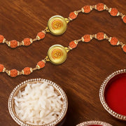 Diviniti Om with Gayatri Mantra Rudraksha Rakhi with 22MM 24K Gold Plated Foil Divine Raksha Bandhan Gift