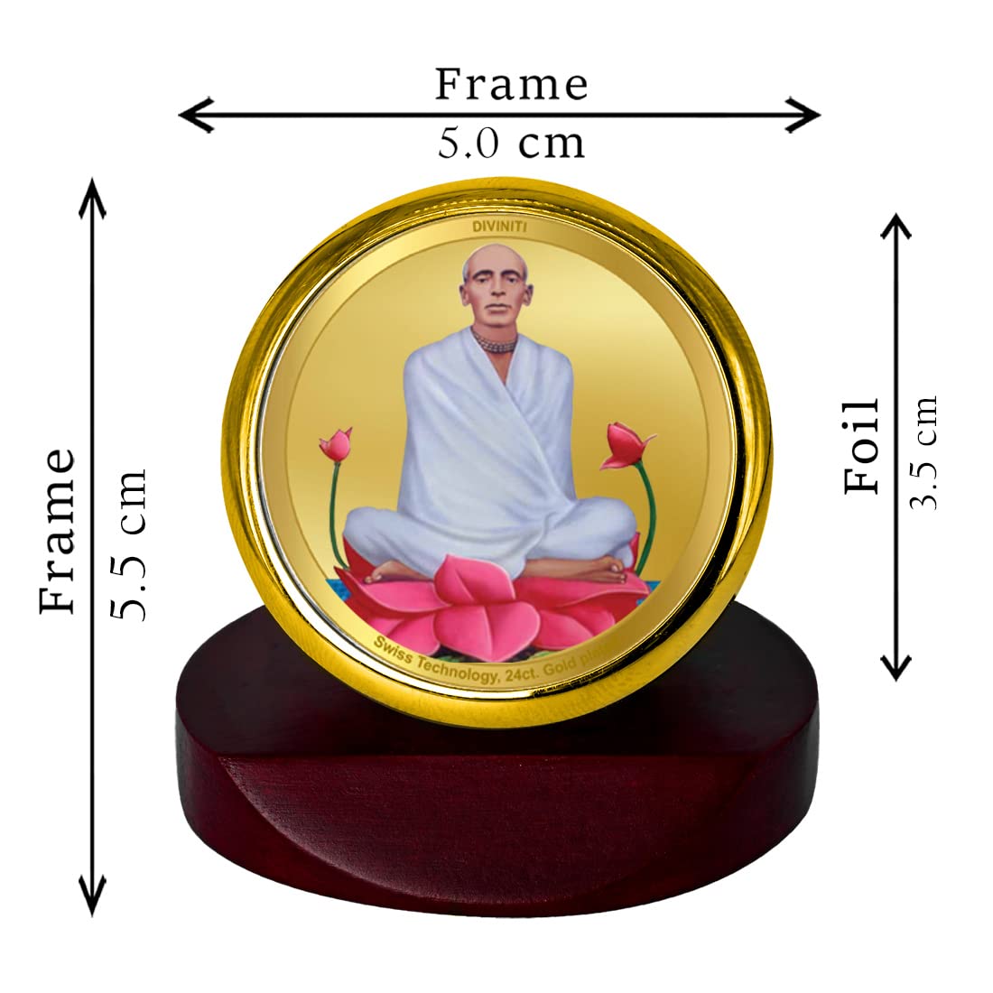 DIVINITI 24K Gold Plated Religious Car Dashboard Frame | Premium God Idol Frame for Car, Home Mandir & Office Table | Spiritual Gift, Decorative Showpiece | Ram Thakur