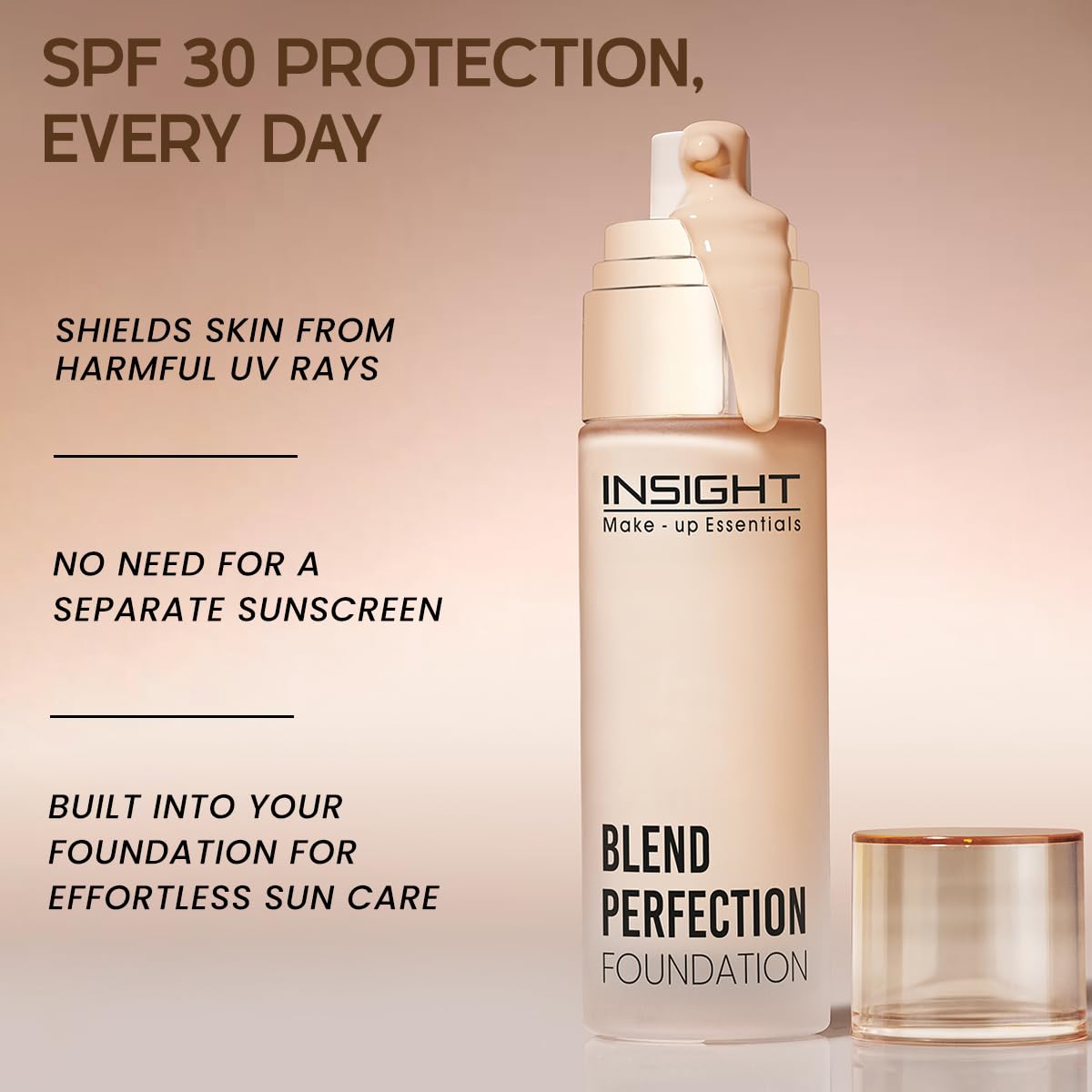 INSIGHT Blend Perfection Foundation - Natural Buff | Natural Radiant Finish | Lightweight & Buildable Coverage | Infused with Cica, Hyaluronic Acid & Vitamin E | Suitable for All Skin Types | 50g