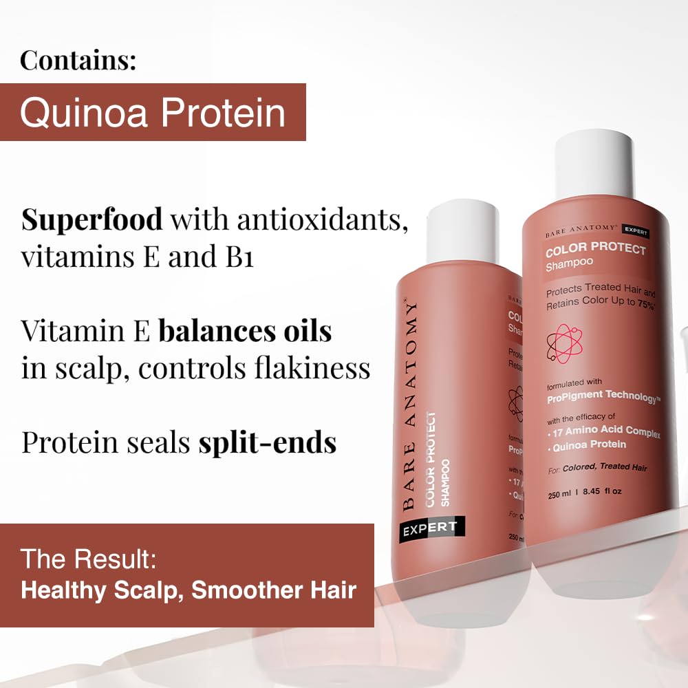 Bare Anatomy Colour Protect Shampoo & Hair Mask Combo | Helps Retain Hair Colour, Smoothens Dry & Frizzy Hair | Amino Acid Complex & Quinoa Protein | 250ml + 250gm