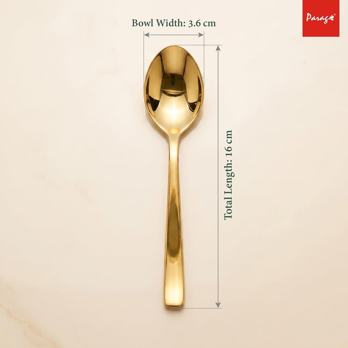 Parage 6-Piece Stainless Steel Golden Spoon Set, 16 cm, Premium Gold Cutlery for Home, Kitchen & Dining, Luxury Tableware Gift