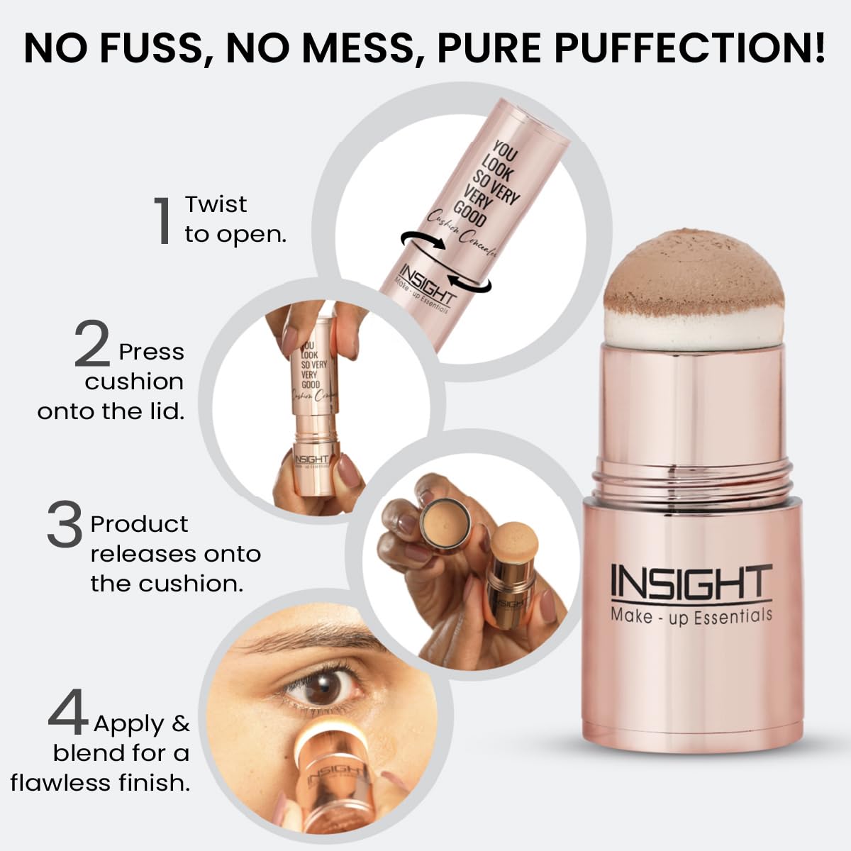INSIGHT Cushion Concealer for Natural Flawless Finish | Vitamin E Infused | Featherlight, Buildable Coverage | Multipurpose & Travel-Friendly | Shade: Contour, 3g