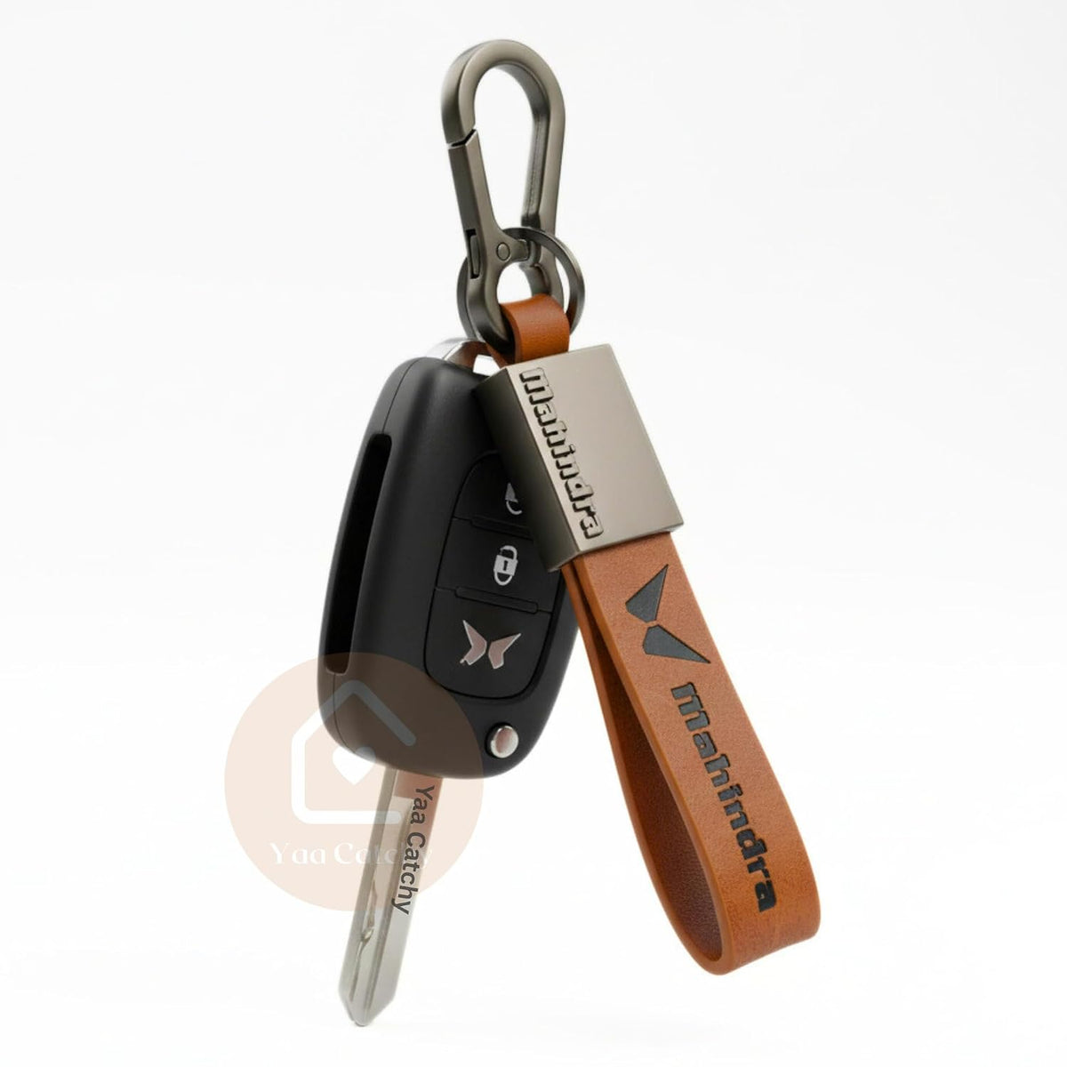 YaaNatural Yaa Catchy PREMIUM LEATHER & Key Cover with Hook KeyChain Compatible with MAHINDRA Unique Stylish look For Men Women BIKE & CAR Keyring for THAR/XUV700/BOLERO/SCORPIO