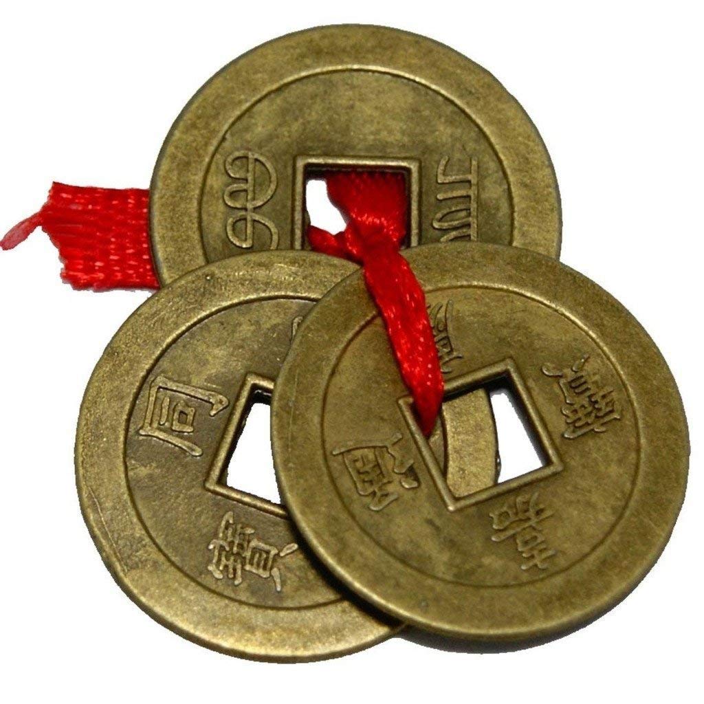 RUDRADIVINE Brass Lucky Coins For Good Luck, 2.5 cm, 15 piece, Golden