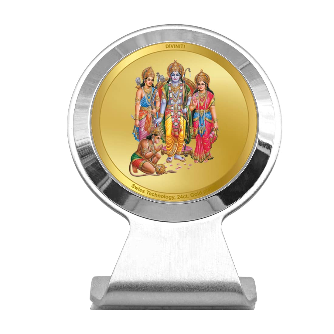 DIVINITI 24K Gold Plated Foil Lord Ram Darbar Metallic Car Dashboard PhotoFrame, Table Decor MCF 1C Classic Religious Frame Idol for Pooja, Worship, Gifts Items (5.5 CM x 5.0 CM)