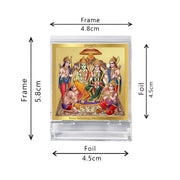 DIVINITI 24K Gold Plated Foil Ram Darbar Idol Photo Frame for Car Dashboard Table Home Office and Door Entrance Decor ACF 3A Hindu Ram bhagwan Murti for Puja and Gift Items Religious 5.8X4.8CM