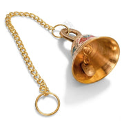 DSH Pure Brass Hanging Bell with Chain for Temple Mandir Door Home Decorative Ringing Bell (White, 1)