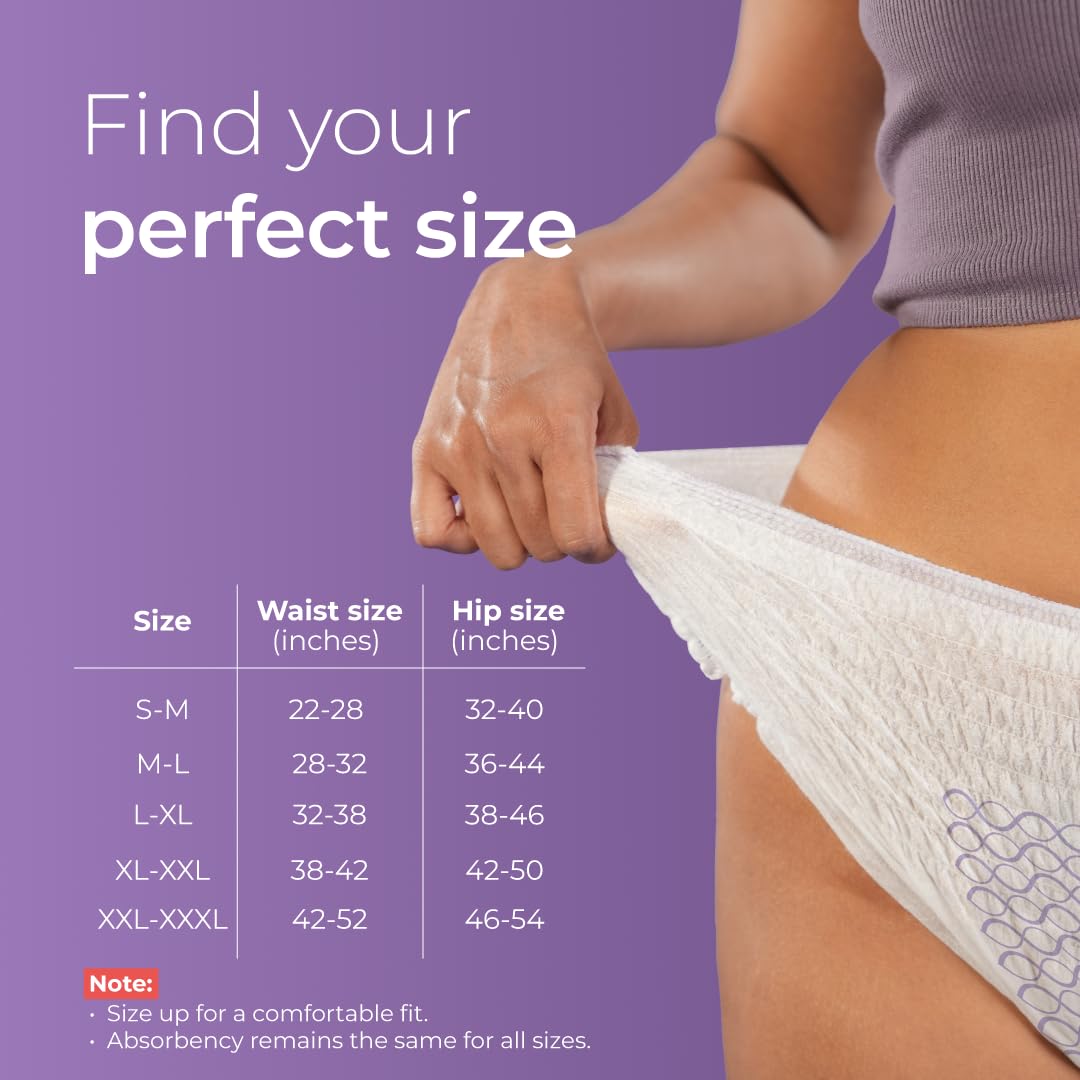 Nua Comfort Disposable Period Panties (M-L) | Pack of 10 Panties | Disposable | 360° Coverage | Zero Irritation | 4x Comfort | For Heavy Flow | No rashes | Leakproof | Seamless | 100% Toxic-Free, Dermatologically Tested