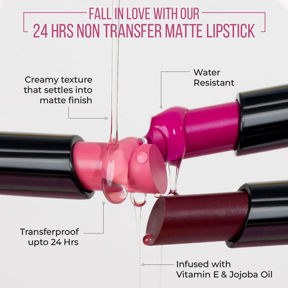 INSIGHT 24 Hrs Non-Transfer Matte Lipstick | Lightweight, Highly Pigmented, Long Wear | Kiss Proof & Smudge Proof | With Vitamin E & Jojoba Oil | Vegan, Toxin Free |Shade - 19 How Are You (3g)