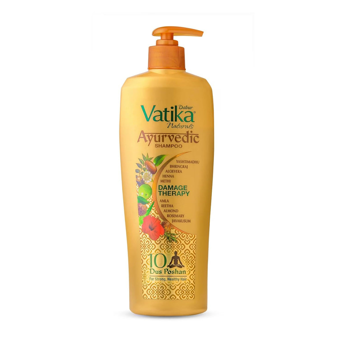 Dabur Vatika Ayurvedic Shampoo - 340 ml | Damage Therapy | With Power of 10 Ingredients for Solving 10 Hair Problems | No Parabens | For All Hair Types