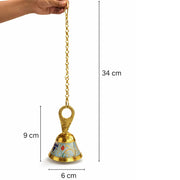DSH Pure Brass Hanging Bell with Chain for Temple Mandir Door Home Decorative Ringing Bell (Sky, 2)