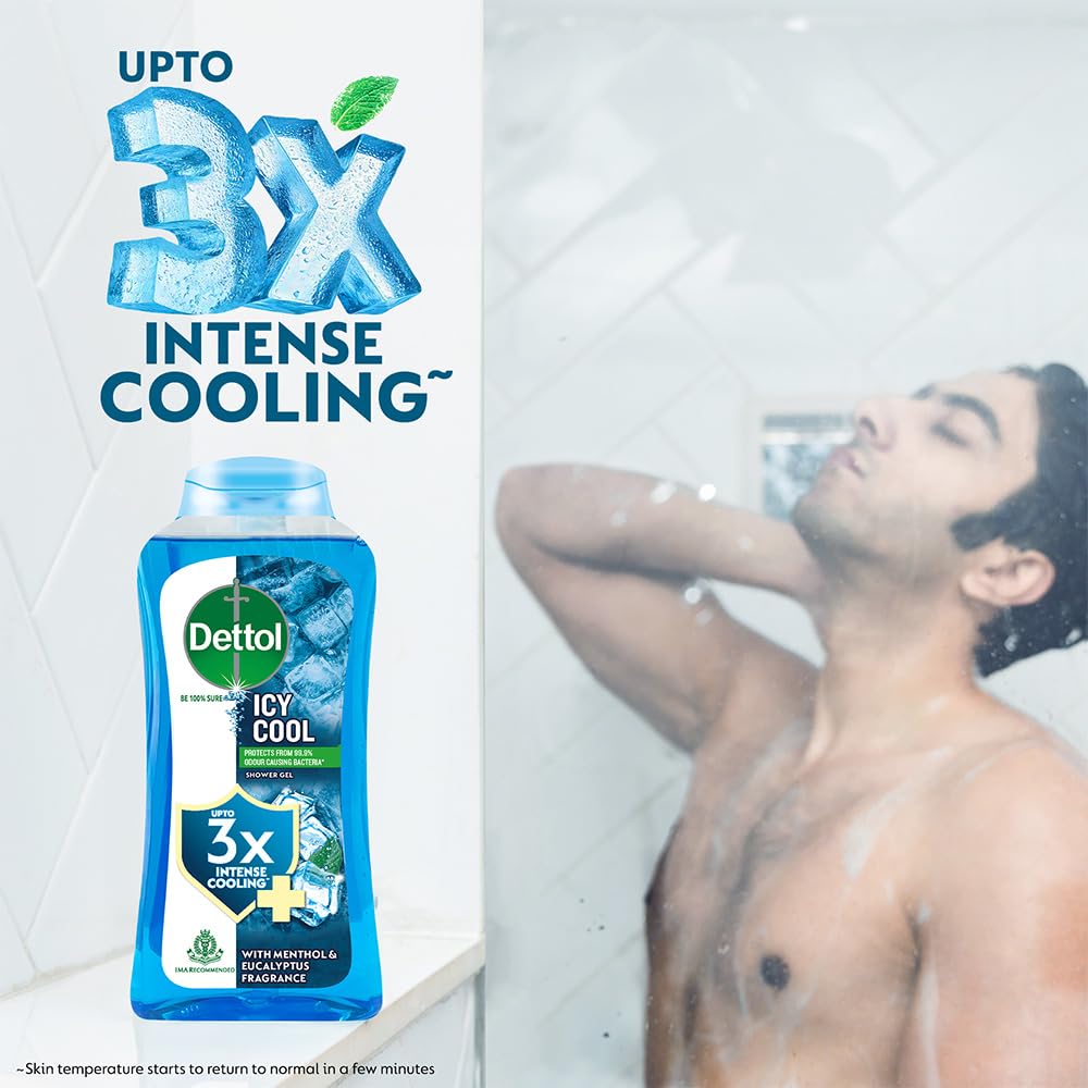 Dettol Body Wash and Shower Gel for Women and Men, Cool - 250ml | Soap-Free Bodywash | 12h Odour Protection
