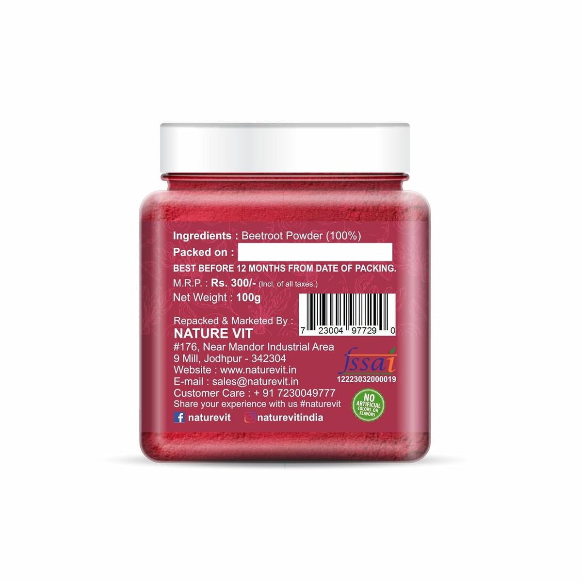 NatureVit Dehydrated Beetroot Powder 1 Kg | Sweet and Earthy | Natural Food Colorant | Additive Free