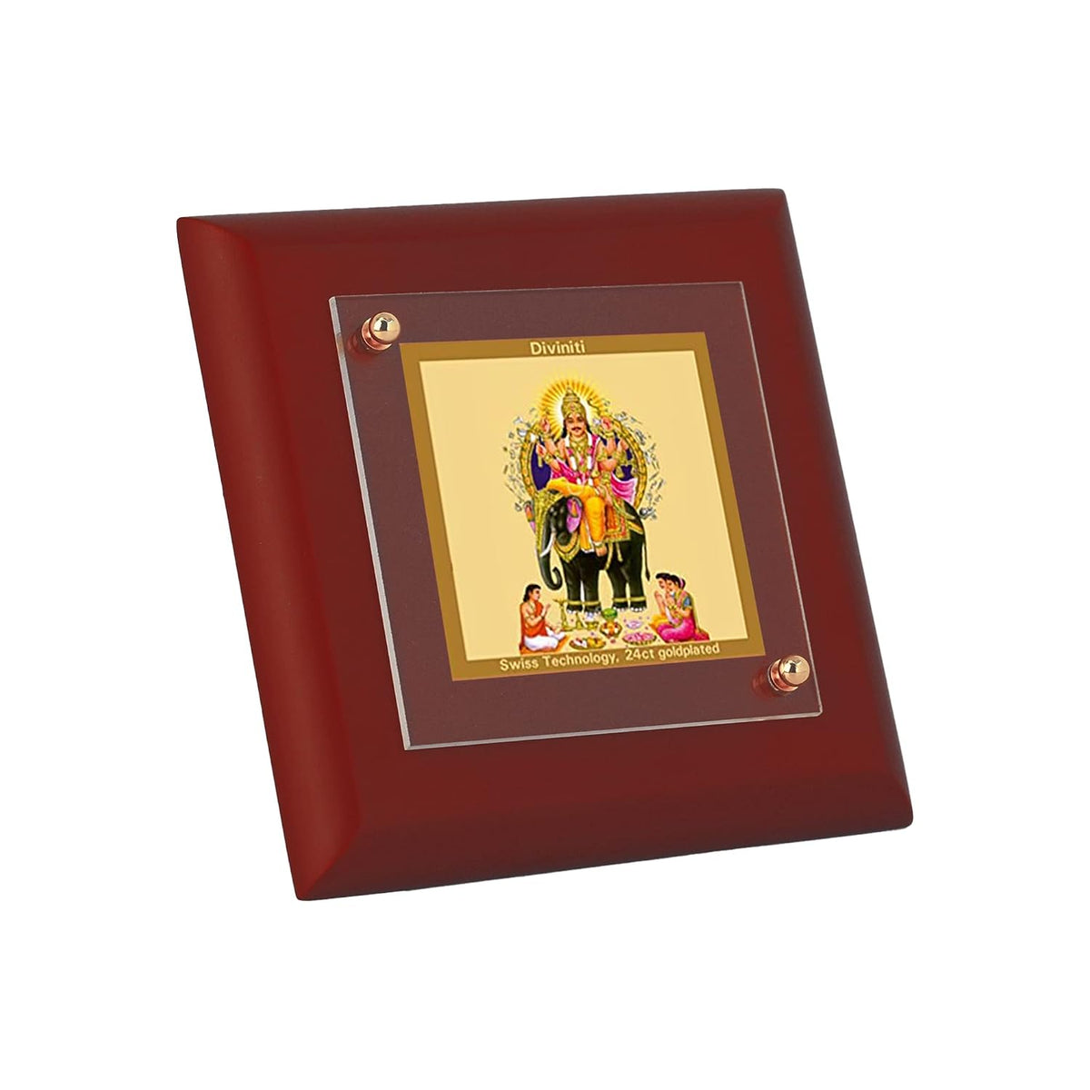DIVINITI Lord Vishwakarma 24K Gold Plated MDF Photo Frame|Premium Religious Table Top Frame for Home, Office & Prayer Room|Luxury Spiritual Gift Item for Housewarming, Festive Gifting|10 x 10 CM