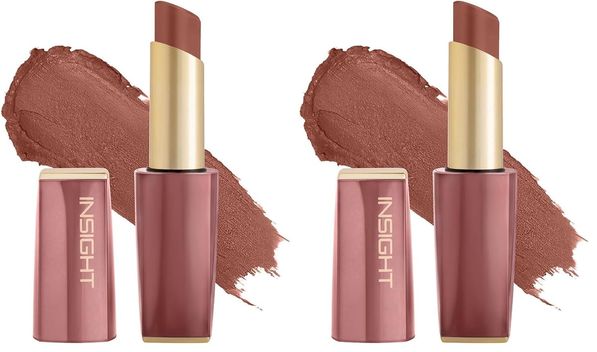 INSIGHT Pure Matte Lipstick - Double Tap| High Pigment, Long Lasting Smooth Matte Finish | Enriched with Vitamin E & Coconut Oil - 3.3 g (Pack of 2)