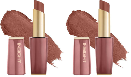 INSIGHT Pure Matte Lipstick - Double Tap| High Pigment, Long Lasting Smooth Matte Finish | Enriched with Vitamin E & Coconut Oil - 3.3 g (Pack of 2)