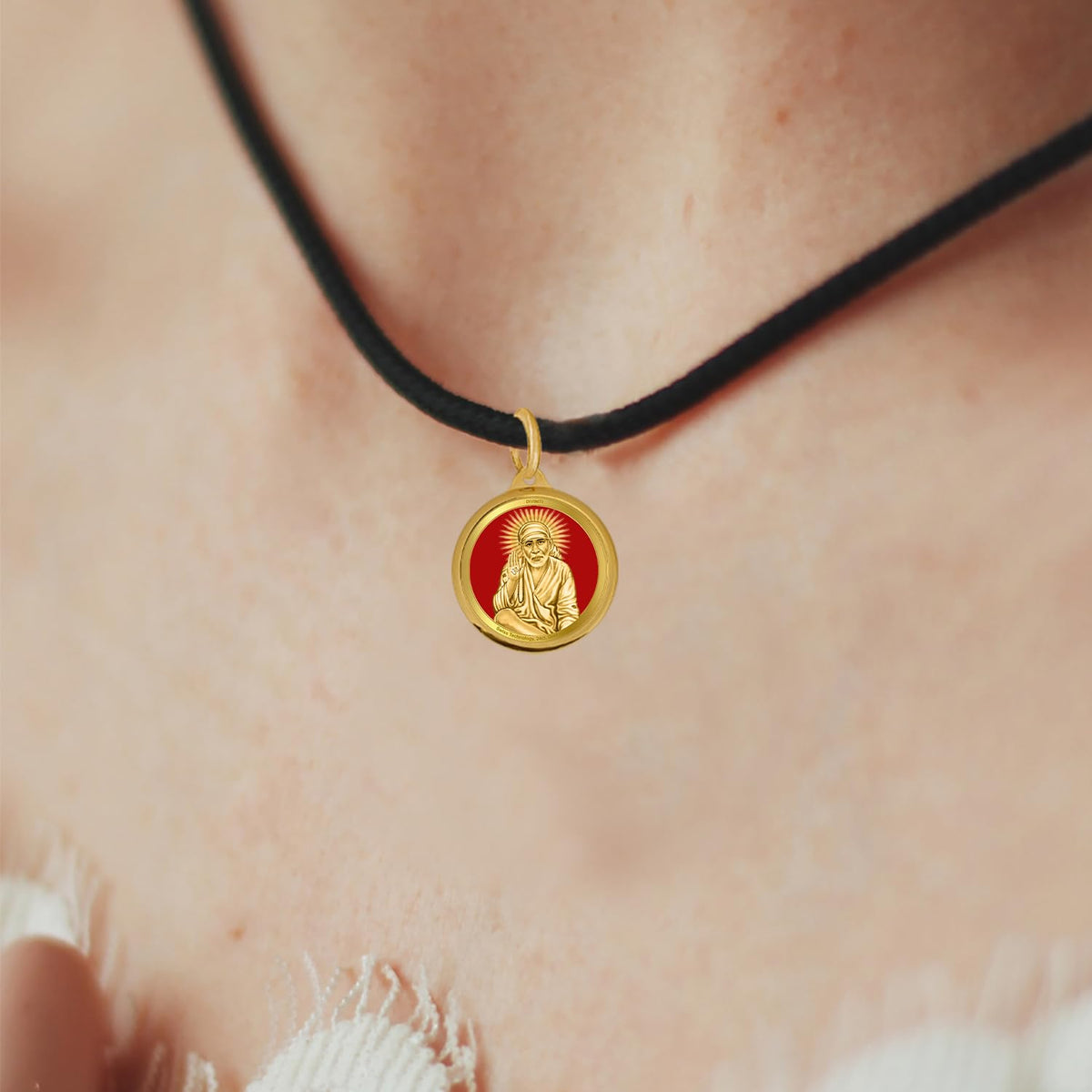DIVINITI 24K Gold Plated Double-Sided Religious Pendant with Premium Gift Box, Spiritual Locket for Men & Women, Devotional Jewellery for Gifting & Everyday Wear | Sai Baba & Om