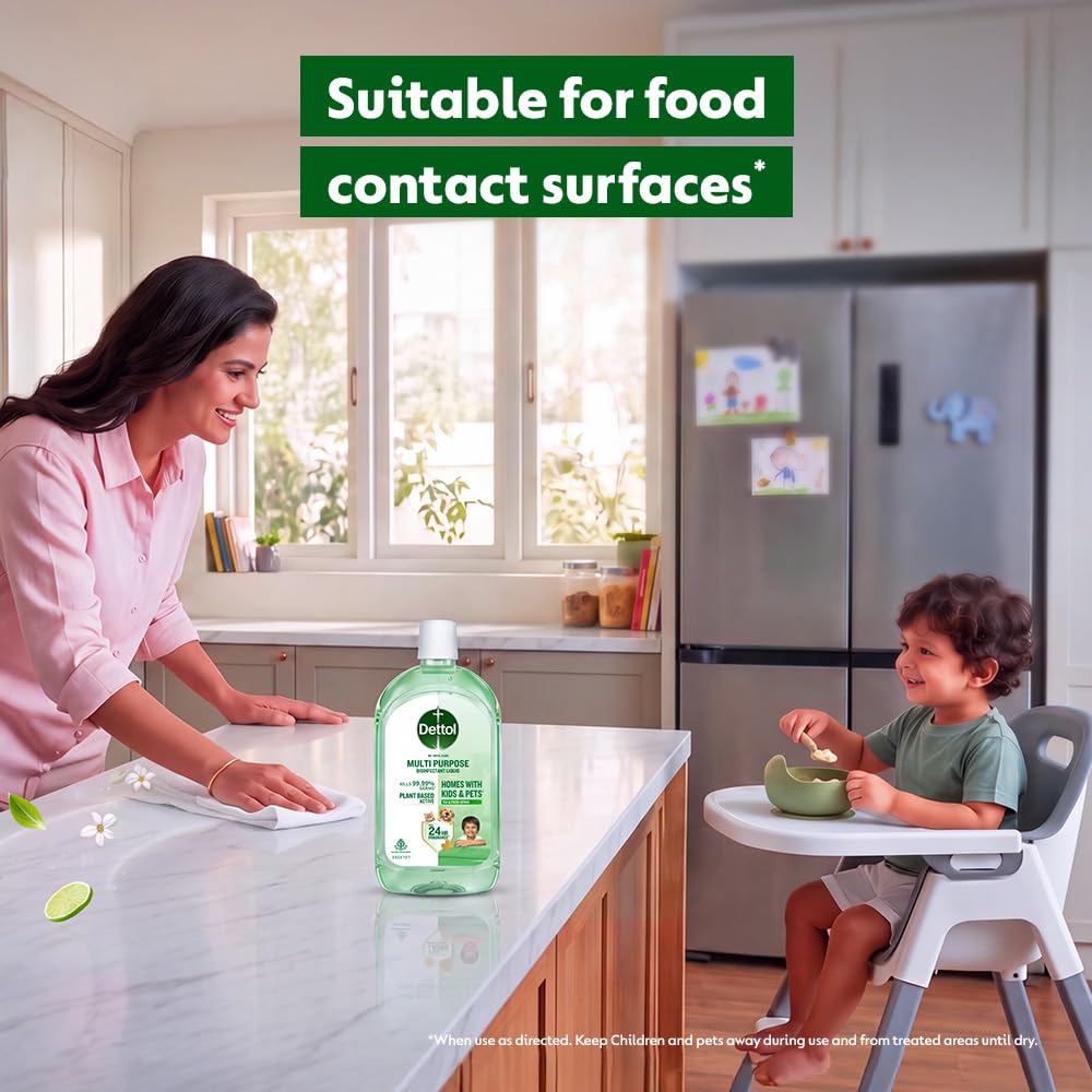 Dettol Plant-Based Disinfectant Liquid 550ml, Tea & Fresh Citrus Fragrance – Kids Safe & Pet Friendly | Multi-Purpose Cleaner for Floor & Laundry | Kills 99.99% Germs