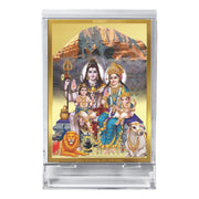 DIVINITI 24K Gold Plated Religious Car Dashboard Frame | Premium God Idol Frame for Car, Home Mandir & Office Table | Spiritual Gift, Decorative Showpiece | Shiv Parivar