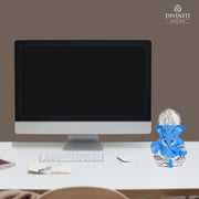 DIVINITI 999 Silver Plated Resin Lord Ganesha Idol for Car Dashboard, Tabletop|Ganesh Statue for Good Luck and Success|Ganpati Murti for Home Decor Mandir, Office Desk Puja Gift Blue (8.4x4.2cm)