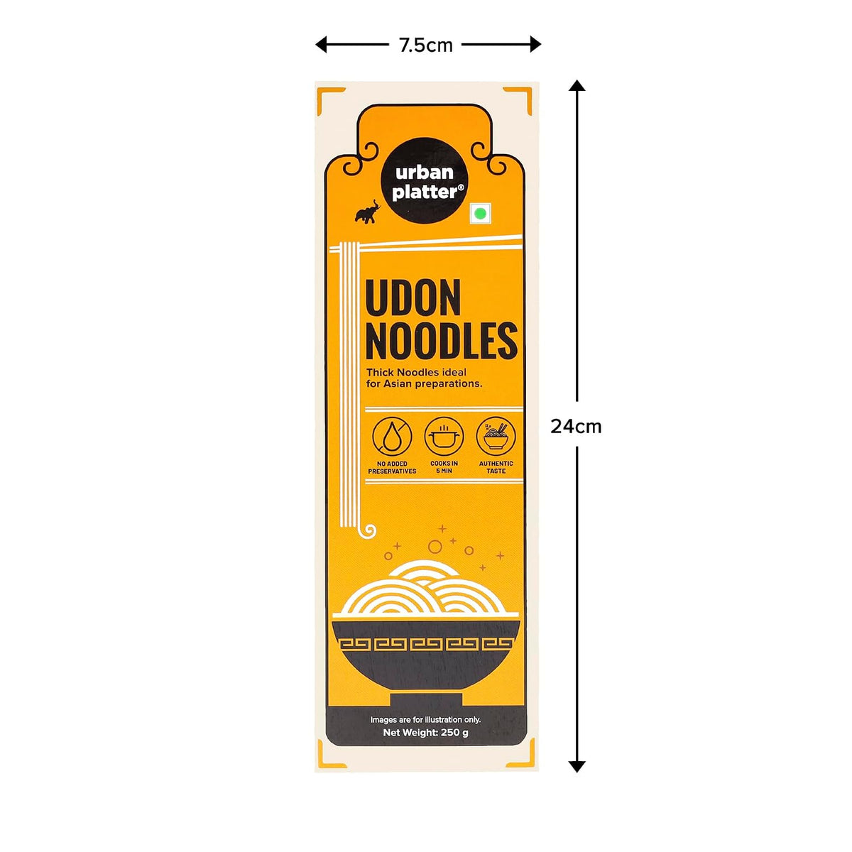 urban platter Udon Noodles, 250G (Thick Wheat Noodles, Ideal For Asian Preparations, No Added Preservatives), Preservative Free, 0.25 Kg