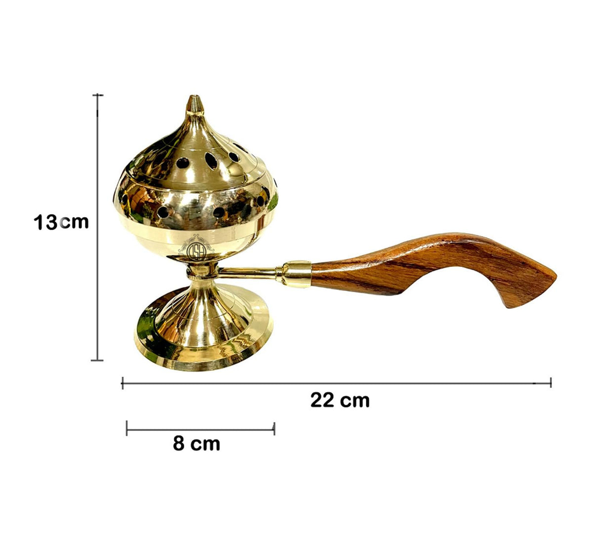 DSH Charcoal Incense Burner, Loban Burner with Handle, Dhoop Dhuni Burner Sambrani Dhoop, Resin & Home (Medium), Gold (LBN-05)(Round)
