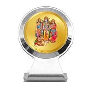 DIVINITI 24K Gold Plated Foil Lord Ram Darbar Metallic Car Dashboard PhotoFrame, Table Decor MCF 1C Classic Religious Frame Idol for Pooja, Worship, Gifts Items (5.5 CM x 5.0 CM)