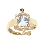 ASTRODIDI White Zircon Stone Tortoise Ring | Adjustable Brass Kachua Turtle Meru Fashion Ring For Men Women Boys and Girls