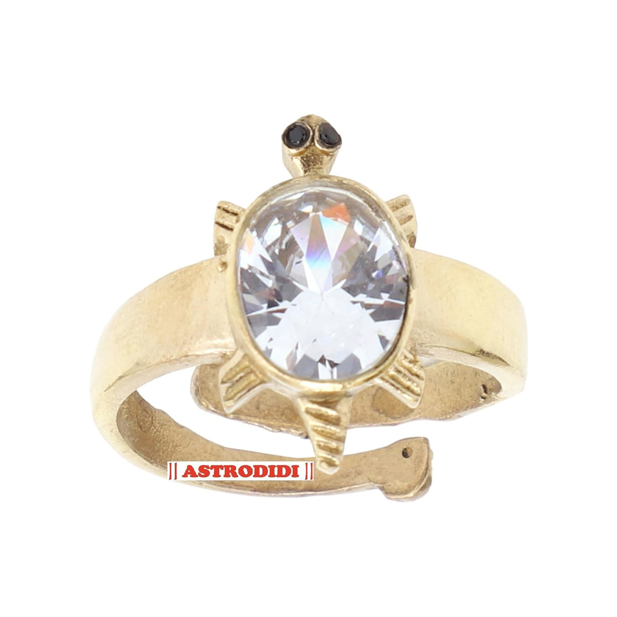 ASTRODIDI White Zircon Stone Tortoise Ring | Adjustable Brass Kachua Turtle Meru Fashion Ring For Men Women Boys and Girls