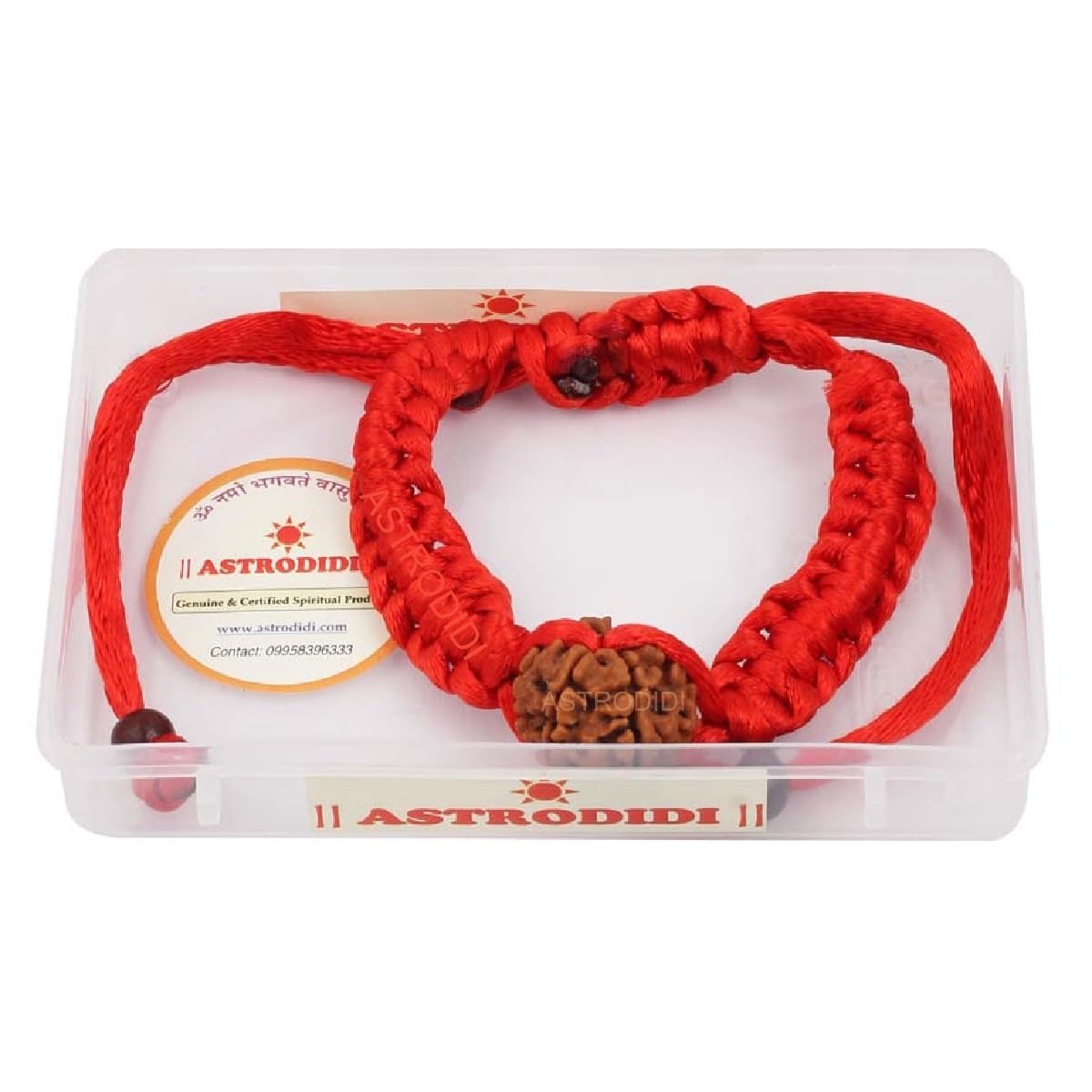 ASTRODIDI Nepali 4 Mukhi Rudraksha Beads Bracelet in Red Thread | Original Four Face Rudraksha Handmade Bracelet | Unisex Design for Men Women Boys and Girls