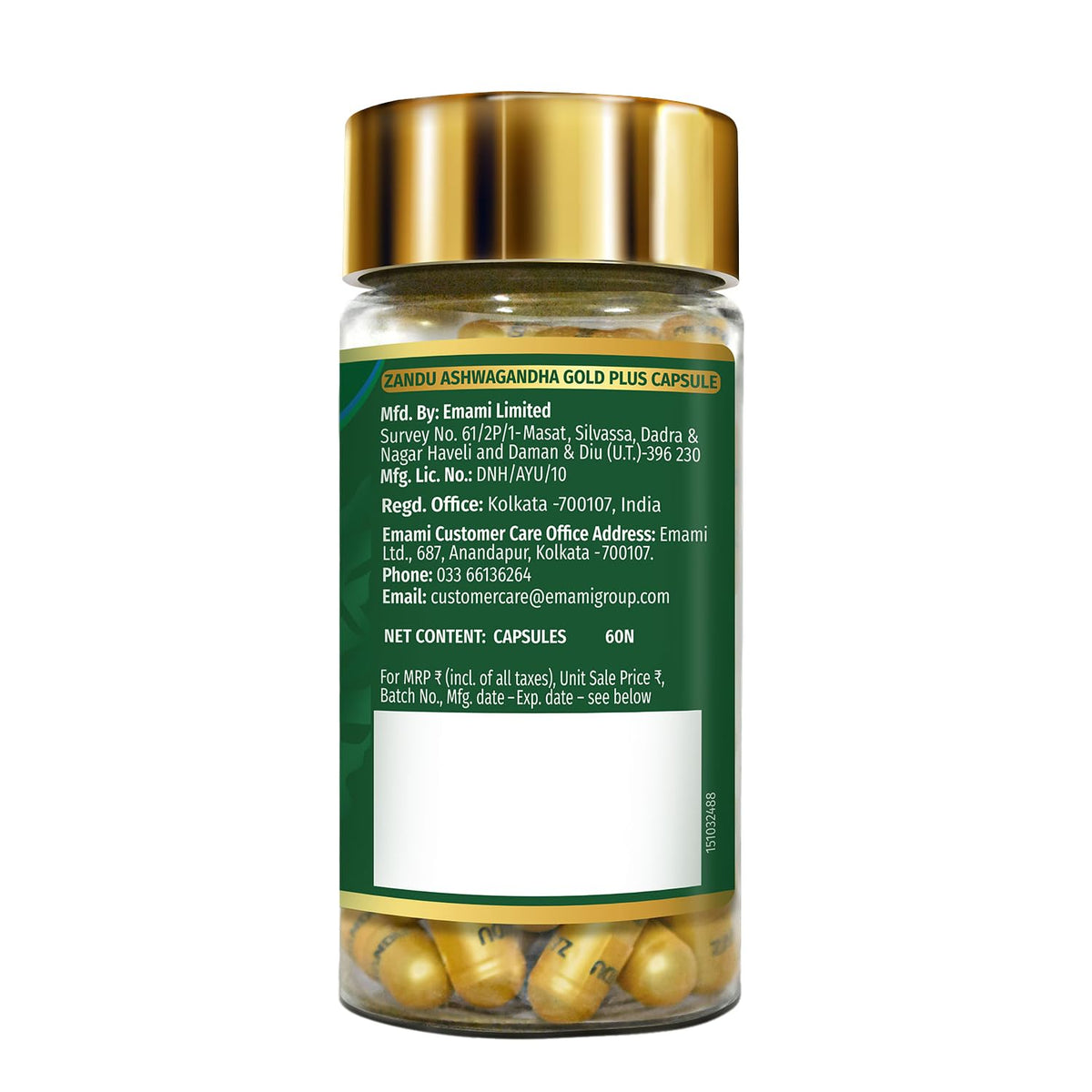 Zandu Ashwagandha Gold Plus I Reduces Stress & Cortisol, Improves Sleep and Muscle Recovery I Over 5% Withanolide Content | Scientifically Tested | 60 Caps
