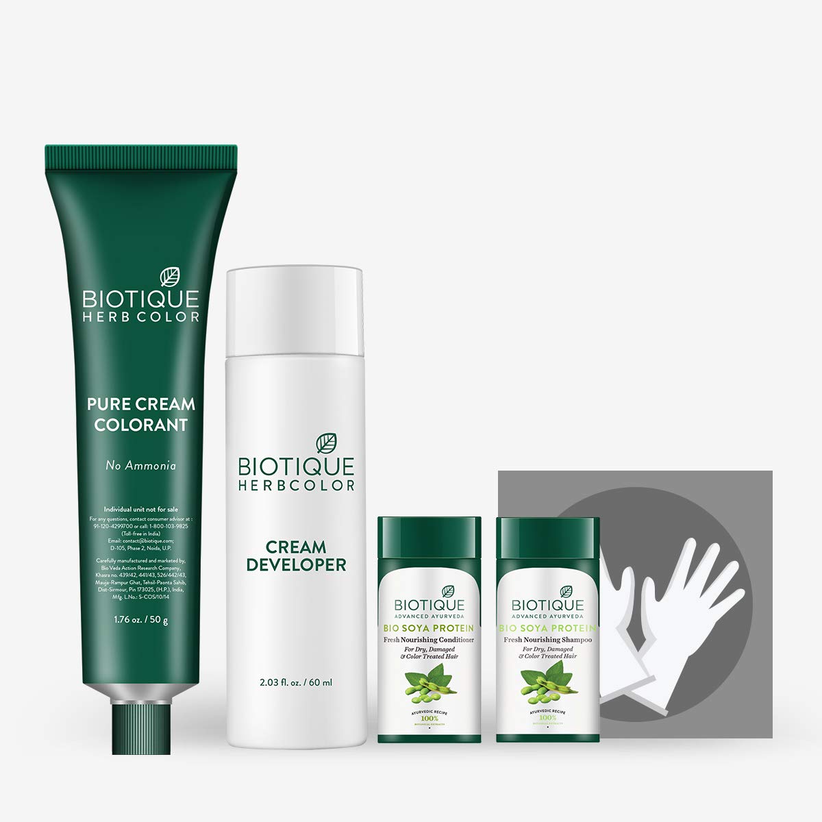 Biotique Herbcolor Conditioning Hair Colour l Ammonia Free Hair Color l 9 Organic Herbal Extracts l Natural and Healthy Shine l 50g + 110ml| Darkest Brown 3N (Pack of 3)