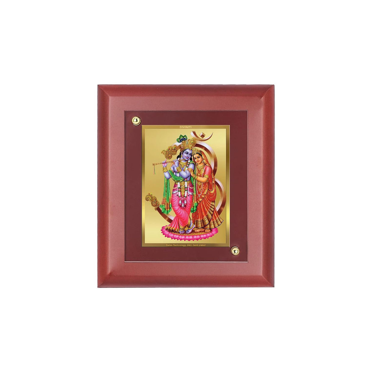 DIVINITI 24K Gold Plated Shri Radha Rani and Lord Krishna Photo Frame | Premium Religious Gift & Spiritual Home Decor | MDF Gold Foil Frame for Pooja Room, Mandir, Wall & Gifting | 16 x 13.5 CM