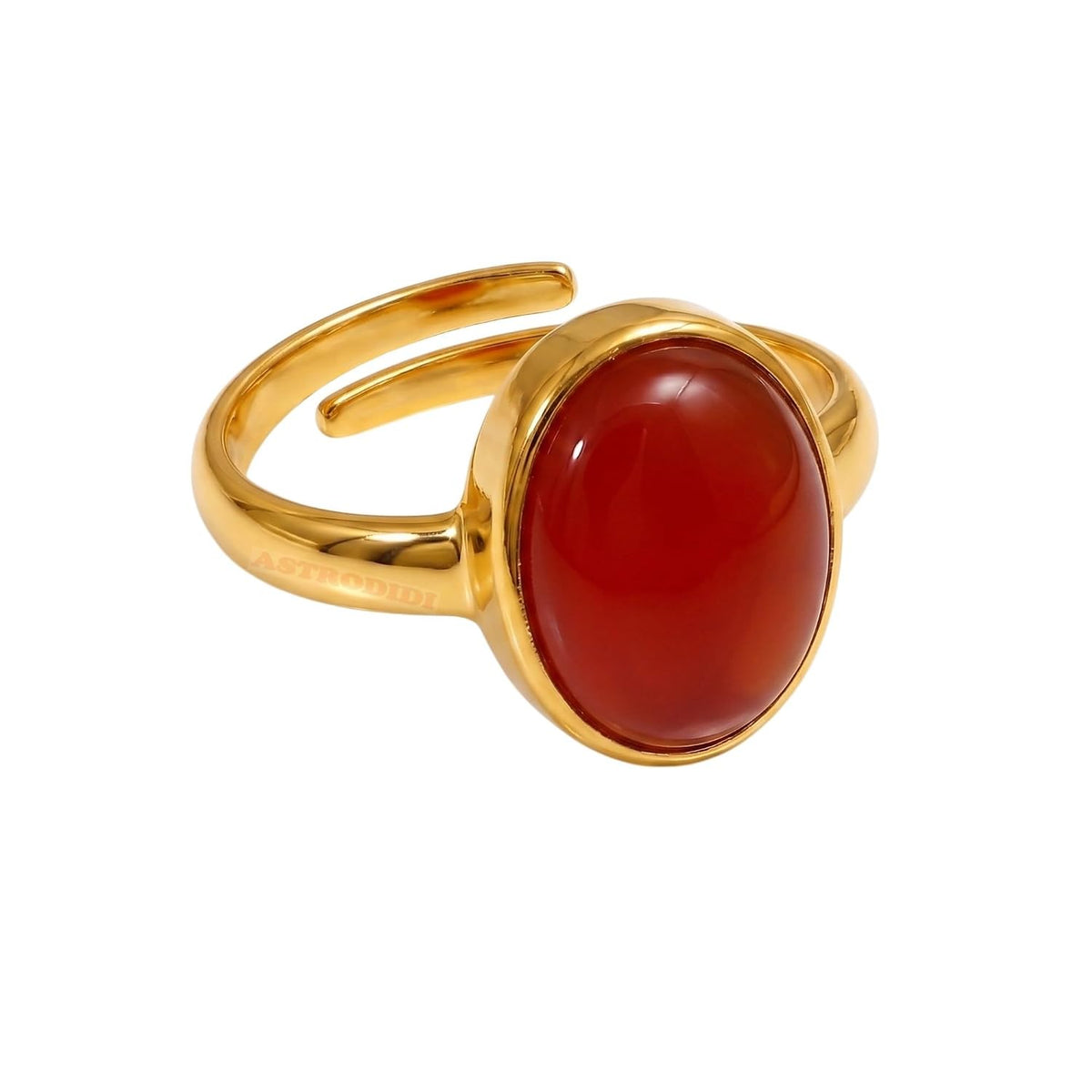 ASTRODIDI Natural Red Sulemani Agate Hakik Stone Ring with Lab Certificate for Men and Women 7-8 Ratti Adjustable Panchdhatu Laal Akik Aqeeq Haqiq Ring