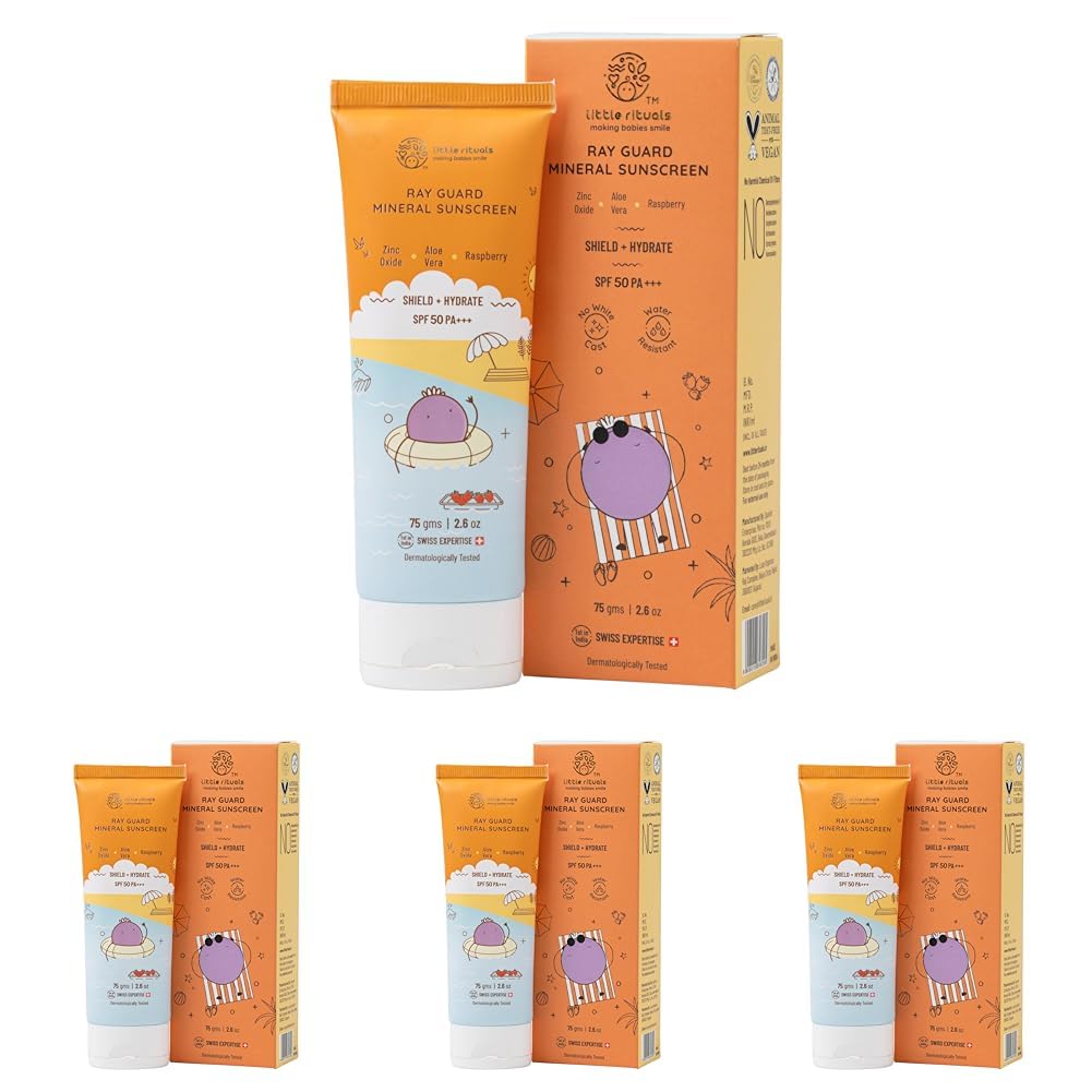 Little Rituals Mineral Baby & Kids SUNSCREEN Lotion Daily Use for Baby & Kids (0-15 years), SPF 50 PA+++ I No White Cast I UVA/UVB/IR + DIGITAL Wi-Fi & Bluelight Protection| Hypoallergenic| SWISS Technology | 75 gm