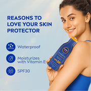 NIVEA Men & Women Sun Protect And Moisture 125Ml Spf 30 Advanced Sunscreen For Instant Protection For Normal Skin| Pa++ UVA - UVB Protection System| Water Resistant| Pack Of 1