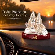 DIVINITI 999 Silver-Plated Shiv Parvati Idol | Shiva Parvati Murti for Home, Office & Pooja Mandir | Wedding, Diwali & Housewarming Gift with Premium Gift Box | 7.5 x 6 CM