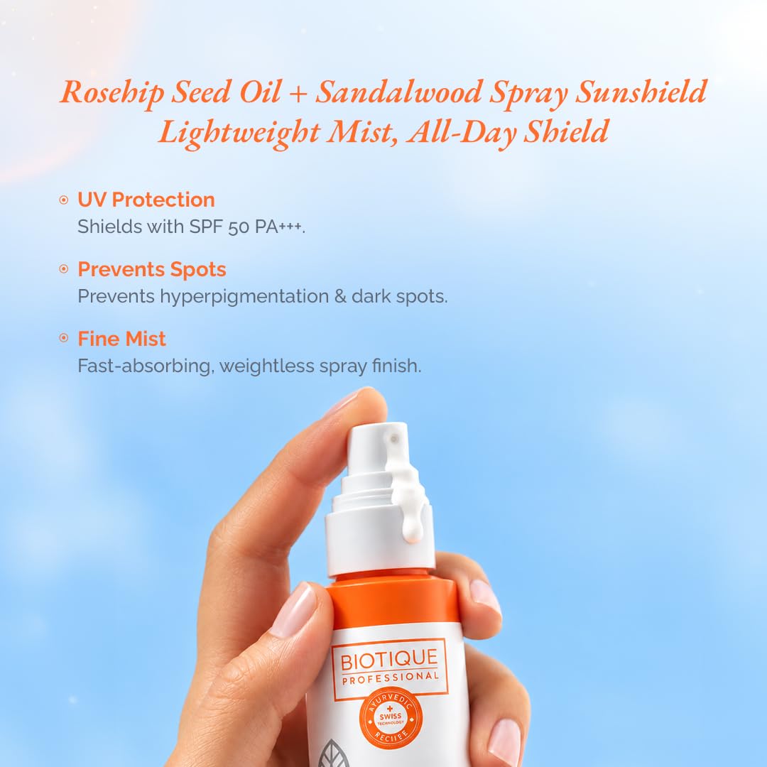 Biotique Professional Rosehip Seed Oil + Sandalwood Spray 50+ SPF 120ml