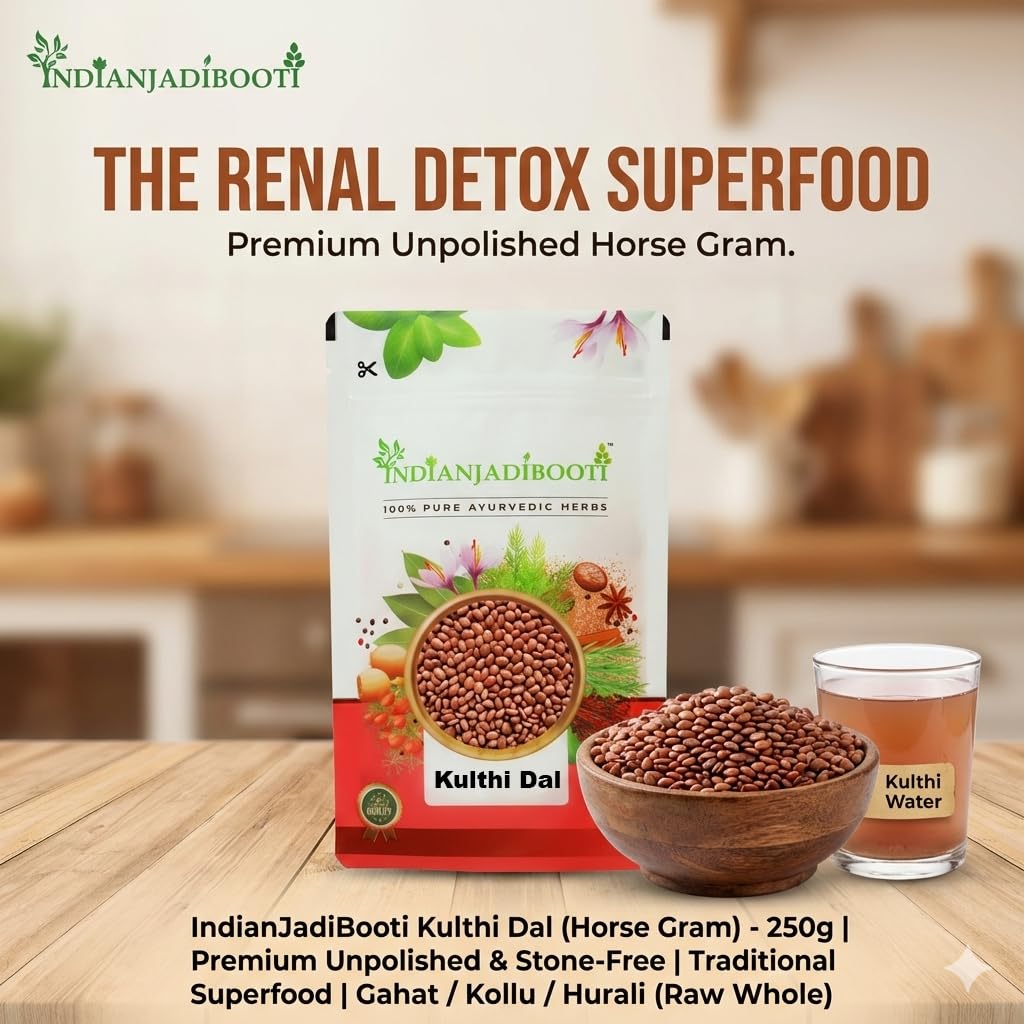 IndianJadiBooti Kulthi Dal (Horse Gram) | 100g Pack of 2 | Premium Unpolished & Stone-Free | Ayurvedic Superfood for Wellness | Gahat/Kollu/Hurali/Vulavalu