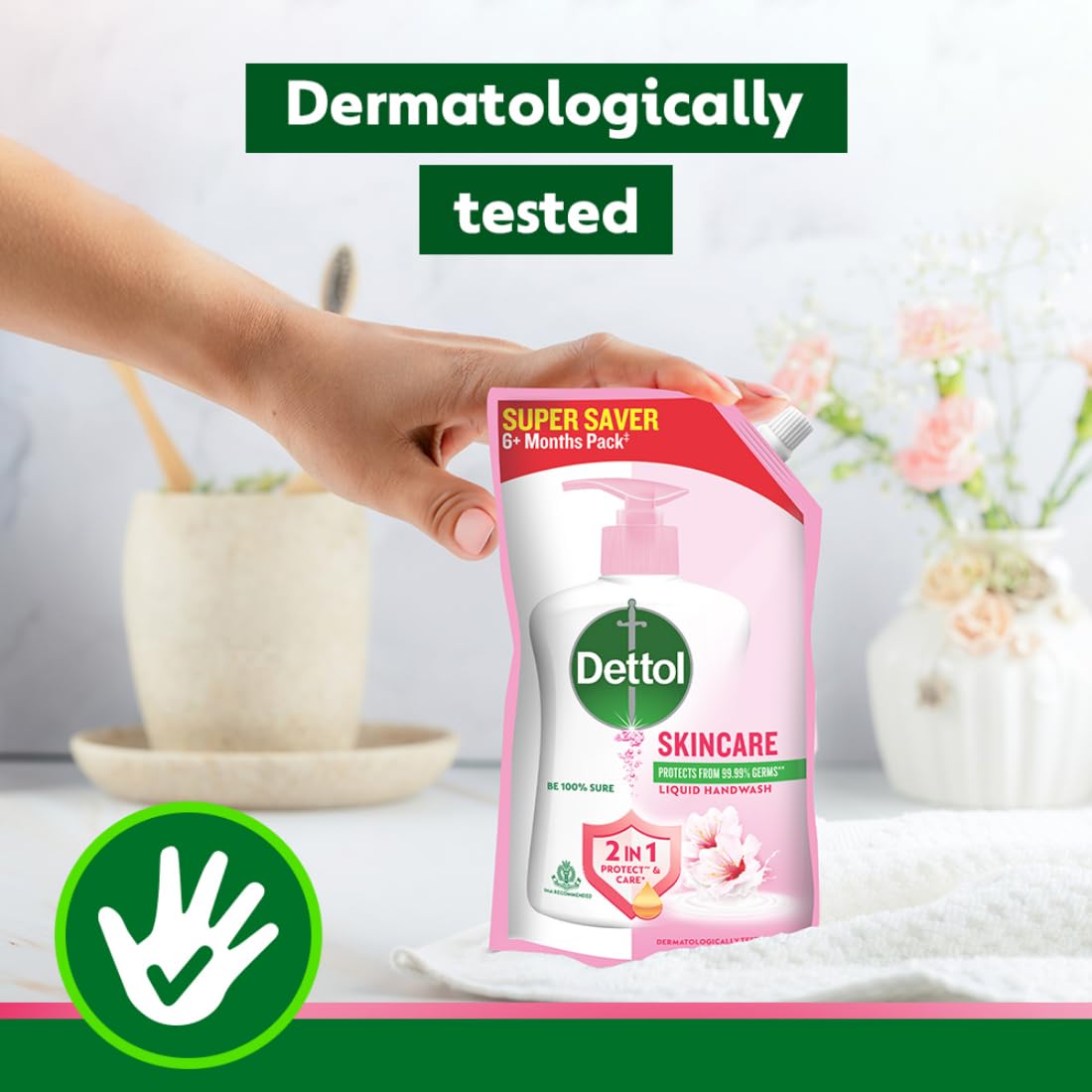 Dettol Liquid Handwash Refill – Skincare Hand Wash- 675ml | pH Balanced | 10x Better Germ Protection