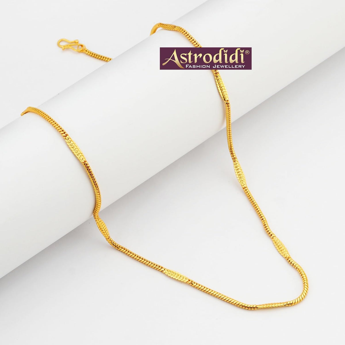 ASTRODIDI Gold Plated Chain | 24 Inch Stylish Light Weighted Golden Brass Neck Chain For Girls Women Men Boys (CHAIN-BALA-23)
