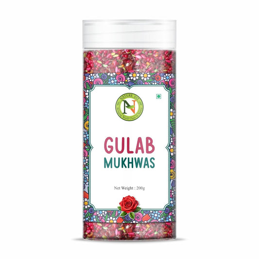 NatureVit Gulab Mukhwas, 200g | Rose Petals & Sweet Gulab Mouth Freshener Mix | Traditional Mukwhas & After-Meal Delight