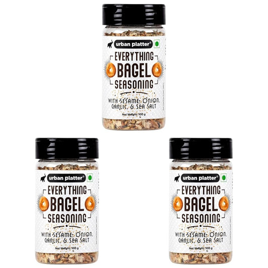 Urban Platter Everything Bagel Seasoning, 100g (Classic American Seasoning Blend with Onion Flakes, Garlic, Sesame Seeds and Pink Salt | Season toasts, breads and salads) (Pack of 3)