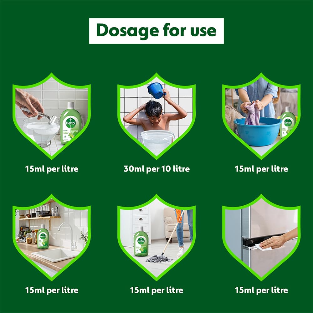 Dettol Liquid Disinfectant for Floor Cleaner, Surface Disinfection, Personal Hygiene (Lime Fresh, 550ml) (Pack of 2)