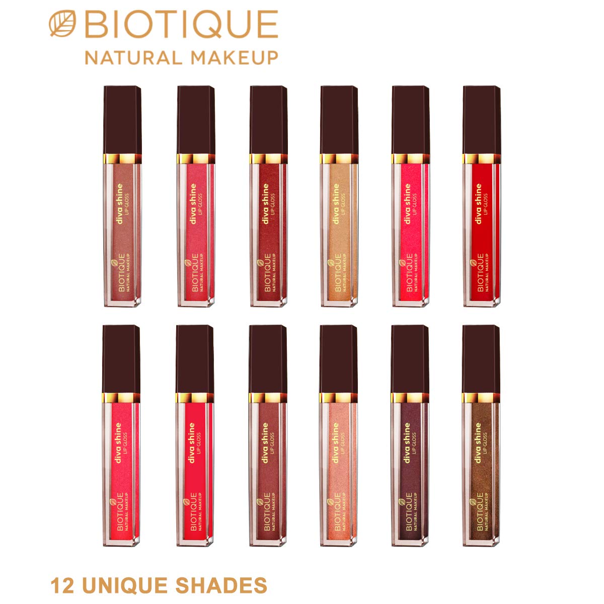 Biotique Natural Makeup Diva Shine Lip Gloss, Summer Cocktail Brown (Pack of 2)
